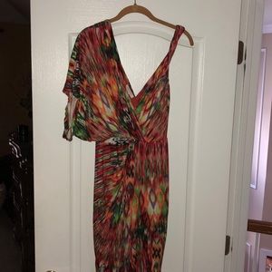 Boston Proper Tropical colorful ruched dress